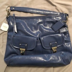 Coach midnight blue purse with protective bag